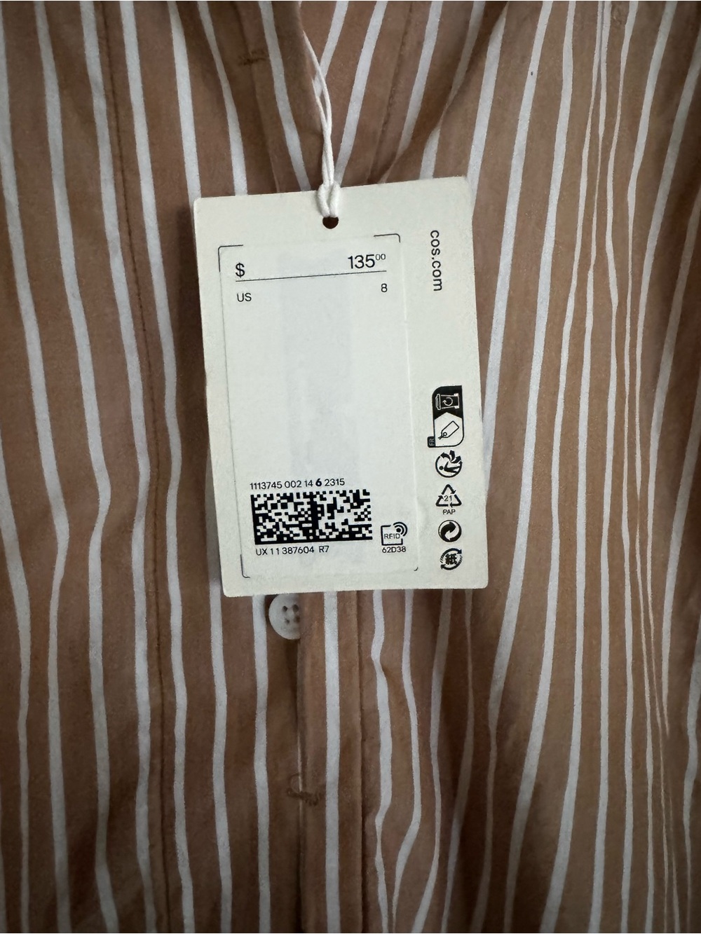 COS Beige and White Striped Midi Dress - Picture 2 of 5